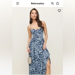 Reformation Jaelyn Dress Blue - Size 6 midi sweetheart